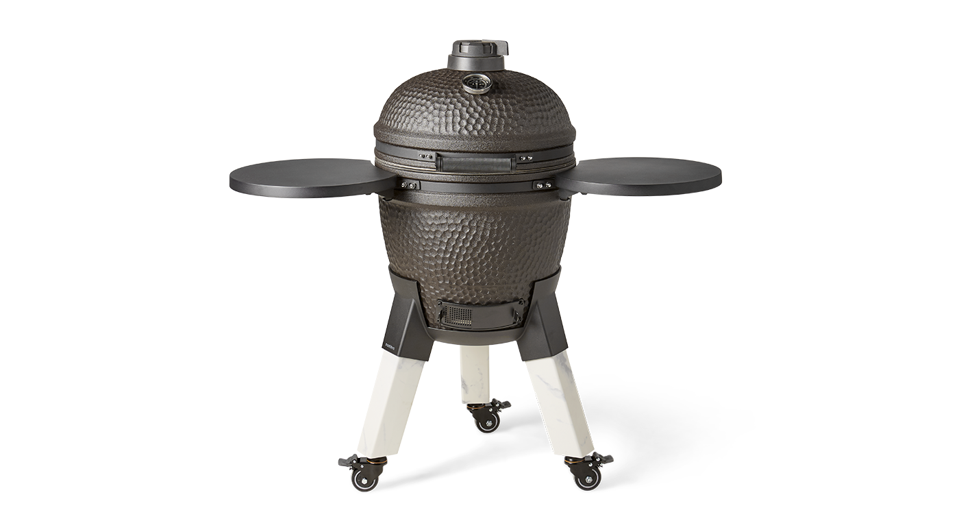 Moddern Kamado Zwart Incl. Zijtafels & Marble-look Poten