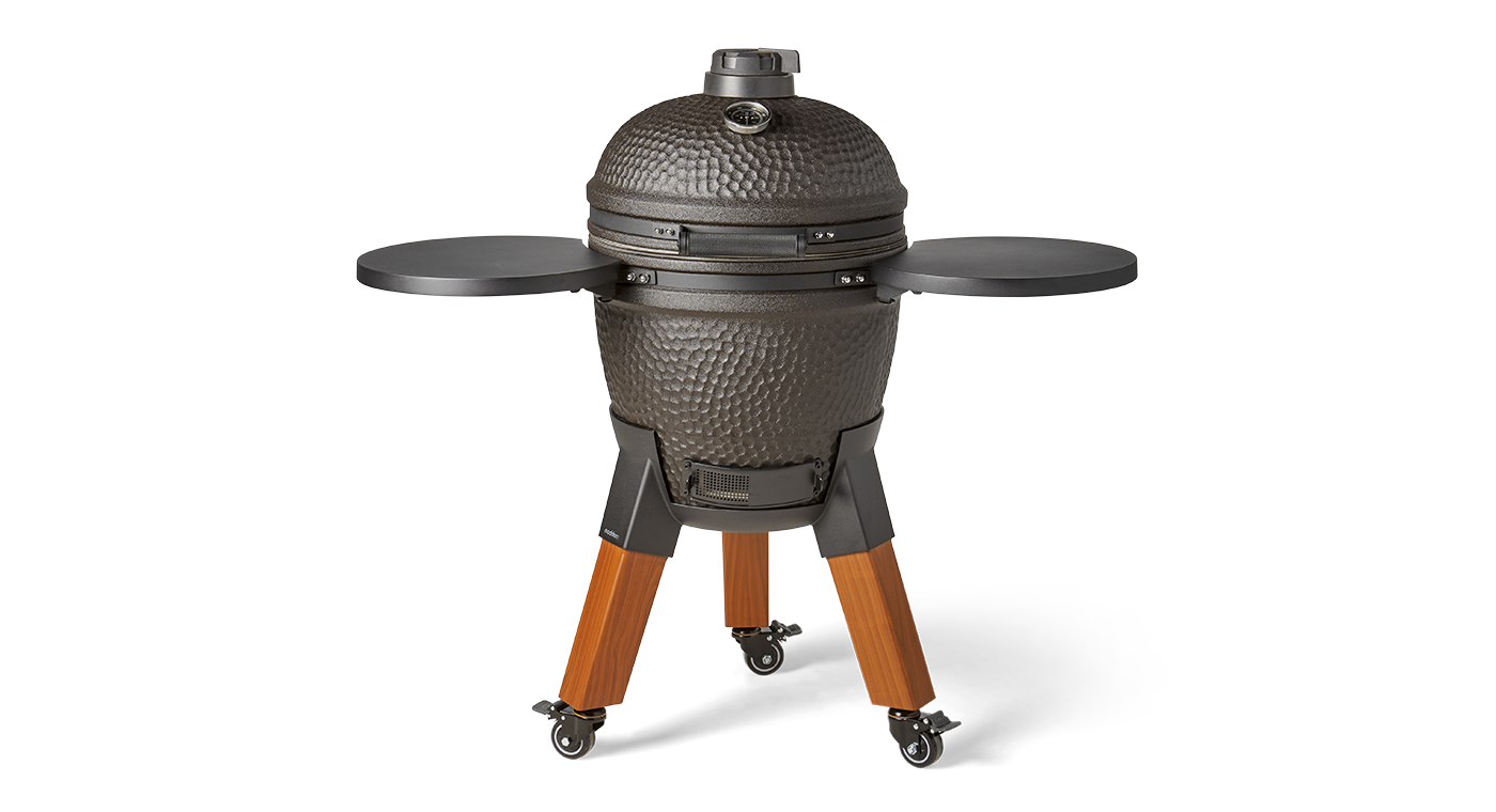 Moddern Kamado Zwart incl. Zijtafels & Wood-look Poten