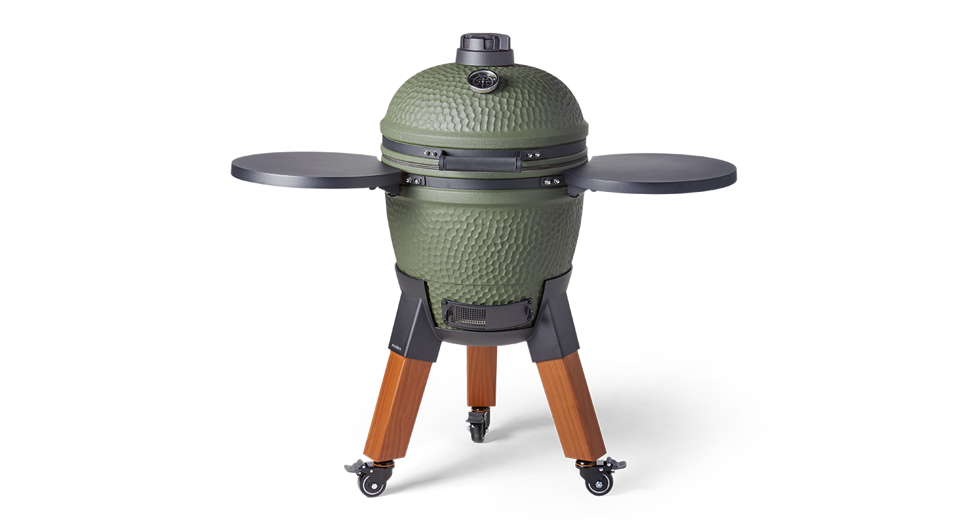 Moddern Kamado Groen incl. Zijtafels & Wood-look Poten