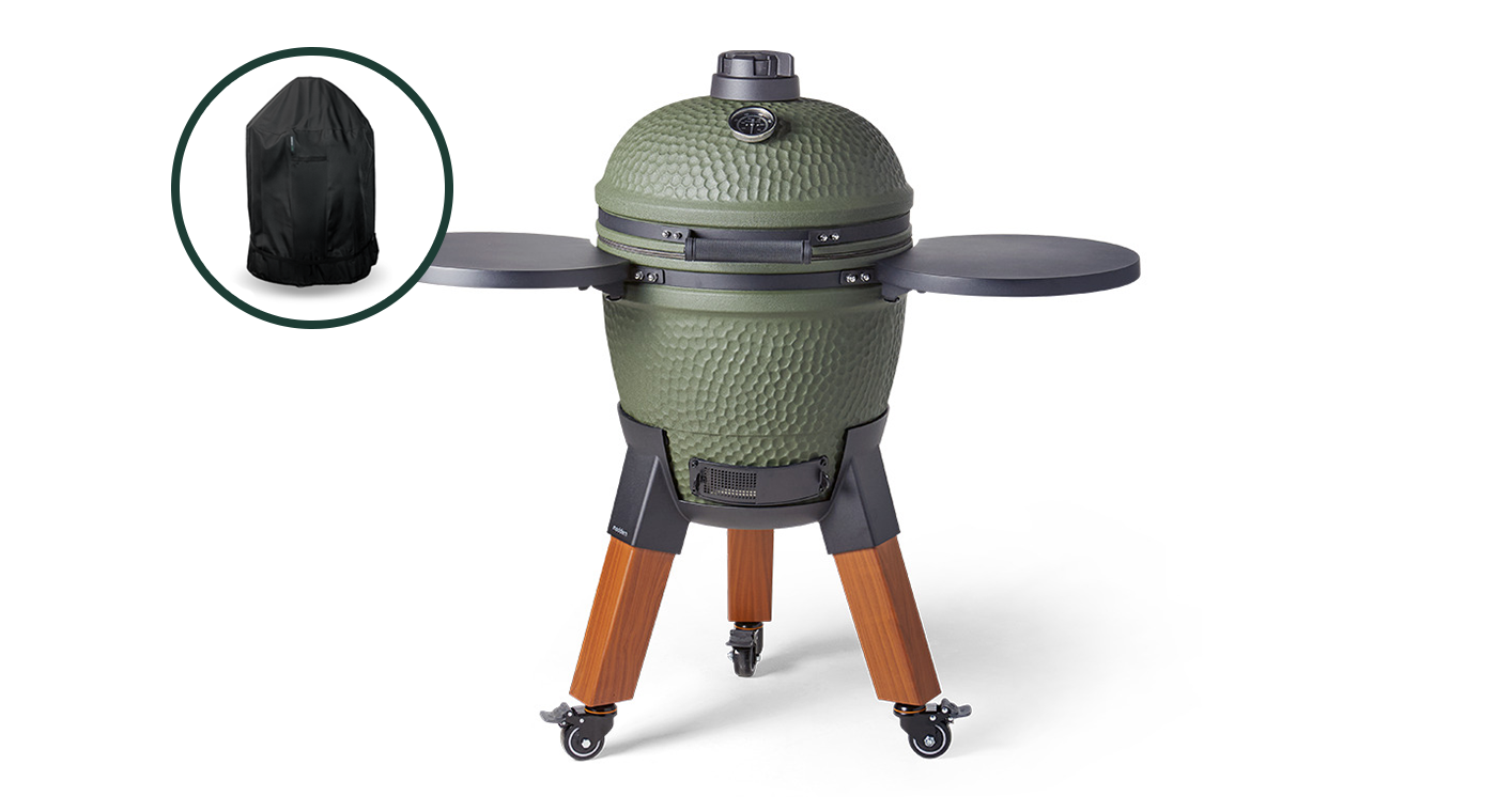 Moddern Kamado Groen incl. Zijtafels & Wood-look Poten