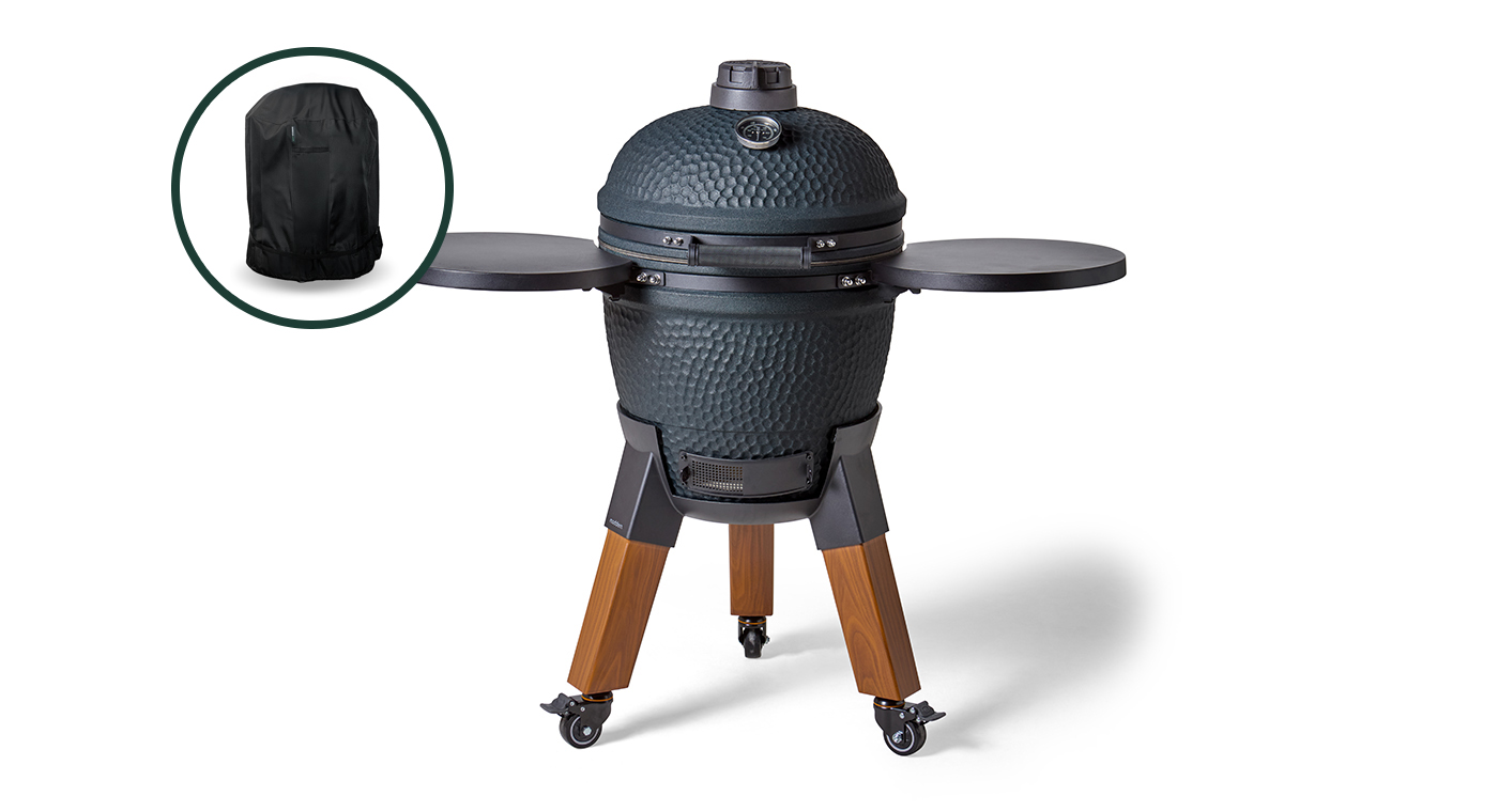 Moddern Kamado Royal Blue incl. Zijtafels & Wood-look Poten