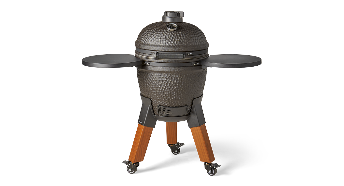 Moddern Kamado Zwart incl. Zijtafels & Wood-look Poten (showmodel)