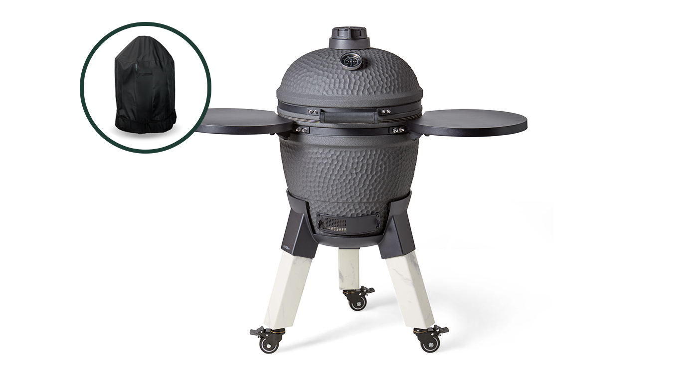 Moddern Kamado Charcoal Grey incl. Zijtafels & Marble-look Poten