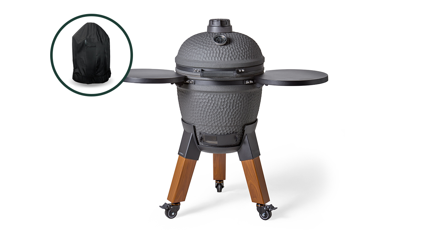 Moddern Kamado Charcoal Grey incl. Zijtafels & Wood-look Poten
